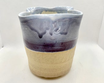 hecho a mano / cerámica / púrpura y blanco / cerámica / jarrón / regalo del Día de la Madre