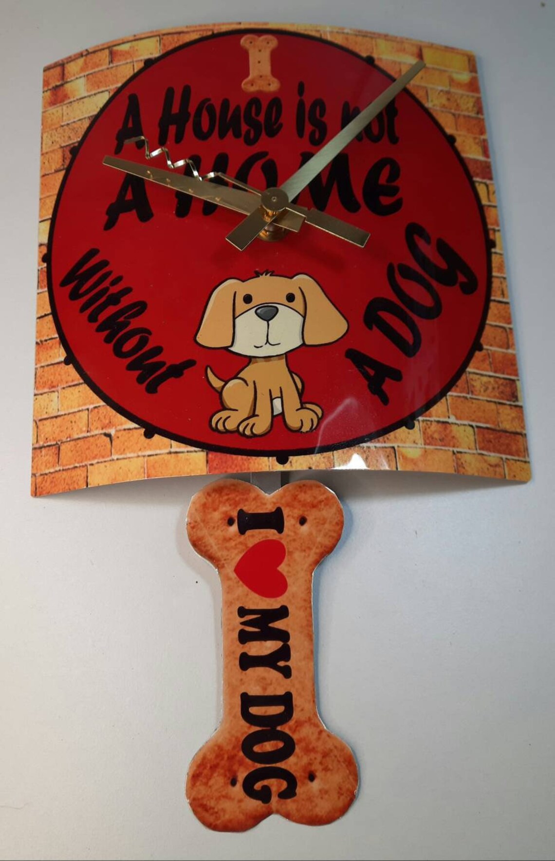 Dog & Bone pendulum clock. Etsy