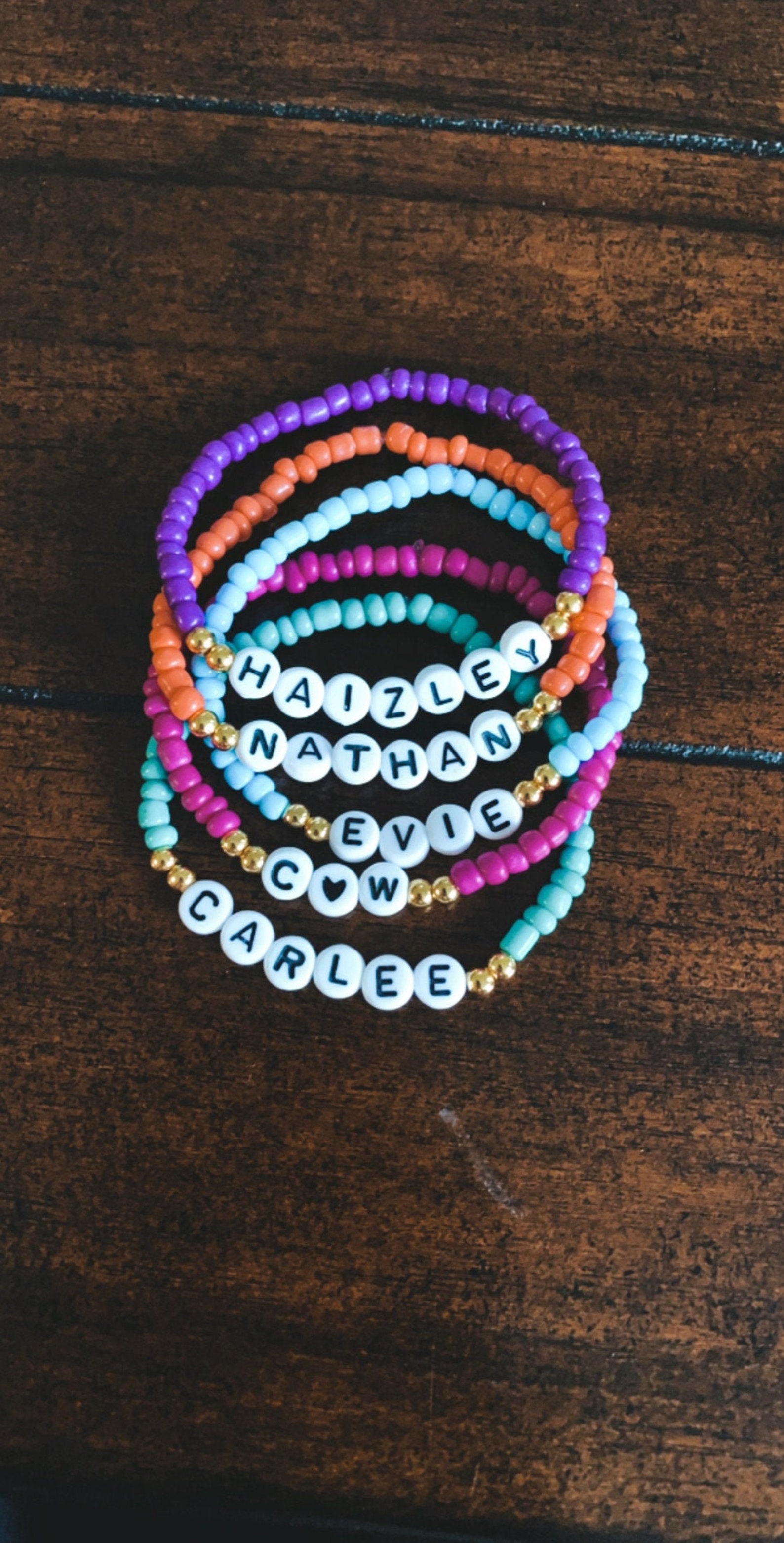 Personalized Custom Beaded Name Bracelet Custom Word Beaded Etsy