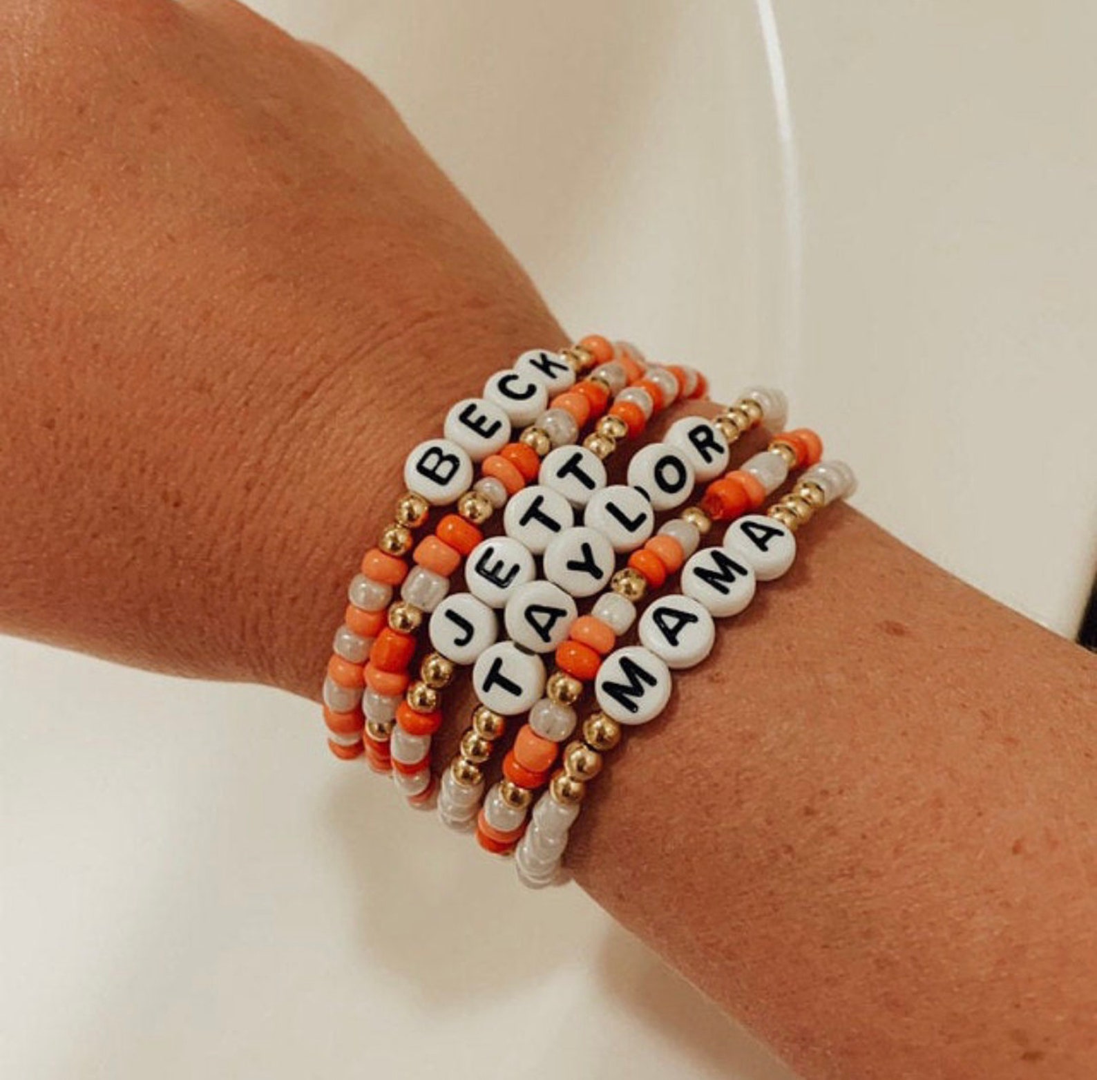 Personalized Custom Beaded Name Bracelet Custom Word Beaded Etsy