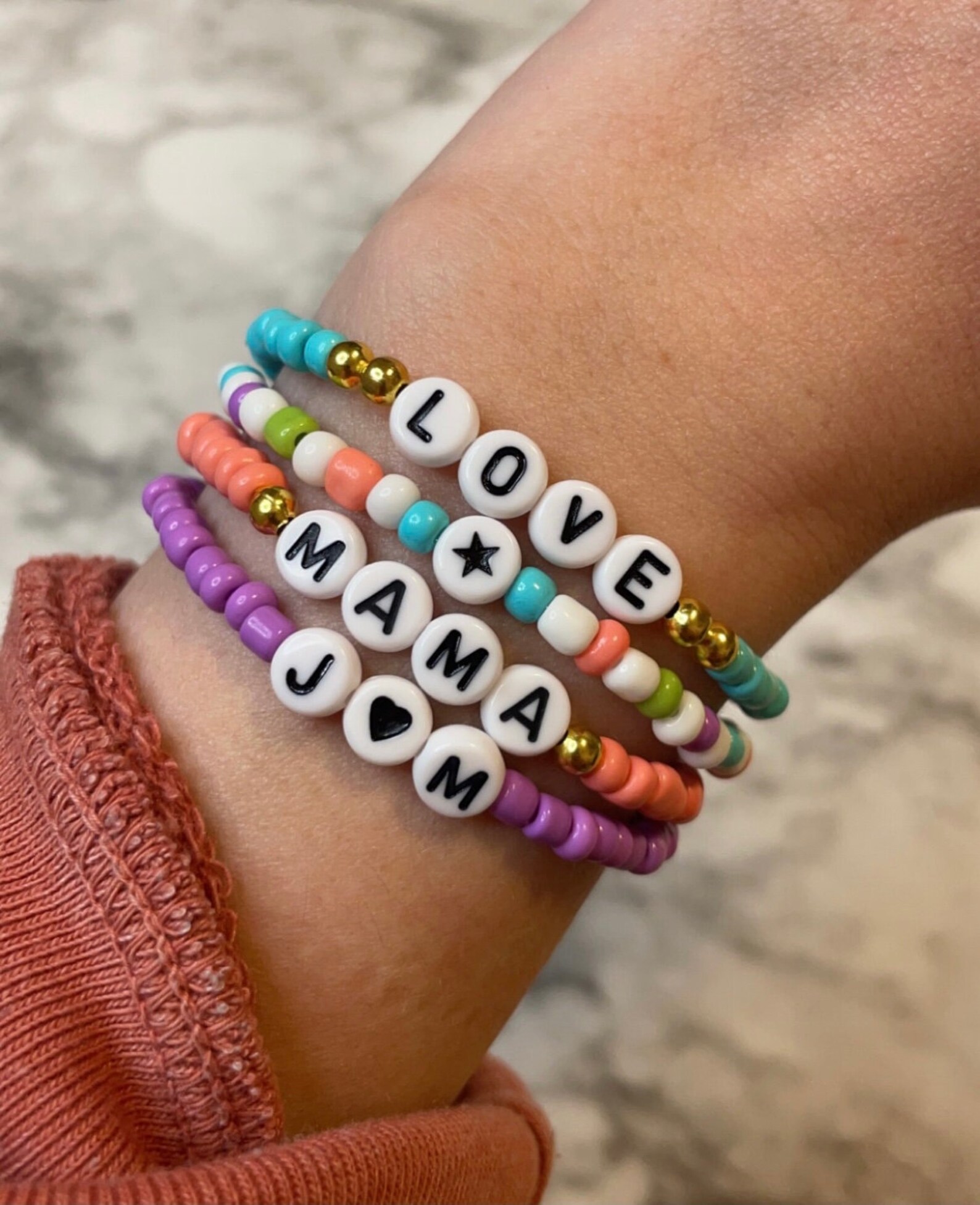 Personalized Custom Beaded Name Bracelet Custom Word Beaded Etsy