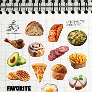 Food Sticker Pack- Mystery Food Stickers for Junk Journaling, Food Lover Gifts, Scrapbooking Stickers