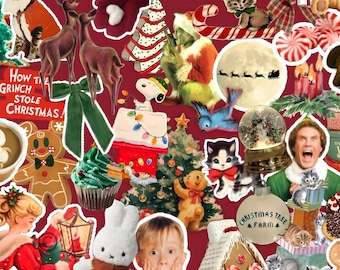 Christmast Sticker Pack- Holiday Scrapbooking Stickers, Junk Journaling Stickers, Vintage Scrapbook stickers, Christmas gift Ideas