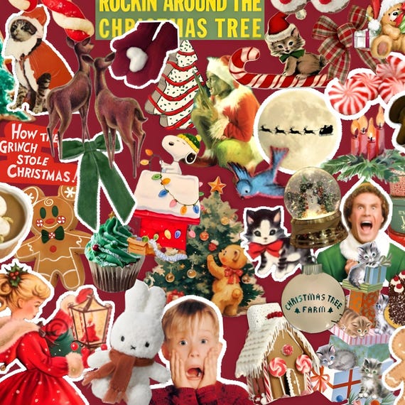 Christmast Sticker Pack- Holiday Scrapbooking Stickers, Junk Journaling Stickers, Vintage Scrapbook stickers, Christmas gift Ideas