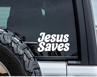 Jesus Saves Vinyl Car Decal: Christian Bumper Sticker