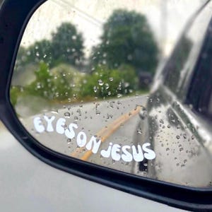 Car mirror decal, Eyes on Jesus mirror decal, Car decal, Bumper stickers, Christian, Rearview mirror decal,Vinyl decal,Car accessories