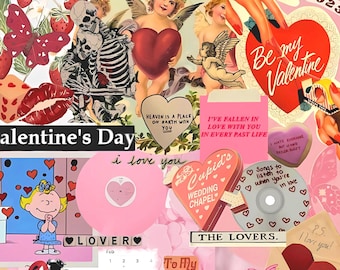 Valentine's Day Sticker Pack- Mystery Valentine Stickers, Wedding Scrapbooking Stickers, Anniversary Gift, Coquette Stickers, Junk Journal