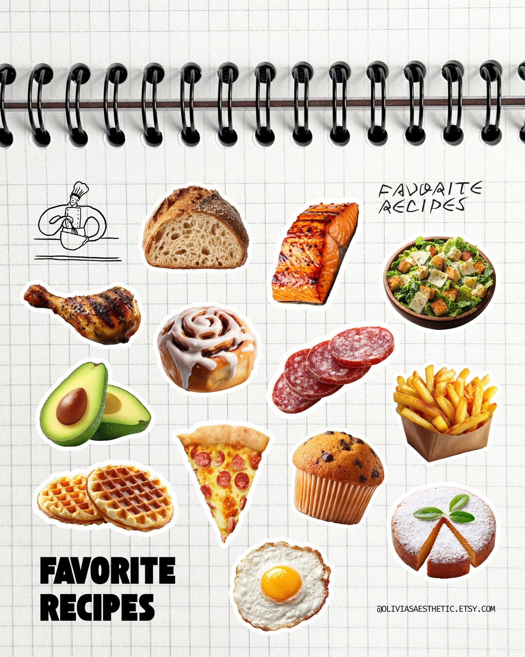 Food Sticker Pack- Mystery Food Stickers for Junk Journaling, Food ...