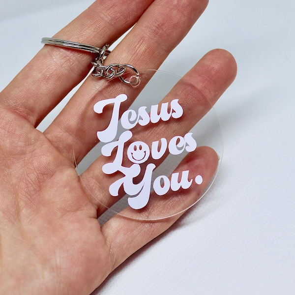 Jezus houdt van je sleutelhanger - Christelijke sleutelhanger - sleutelhanger charme - Bijbelvers sleutelhanger - cadeau voor haar - Christelijke geschenken - Jezus sleutelhanger