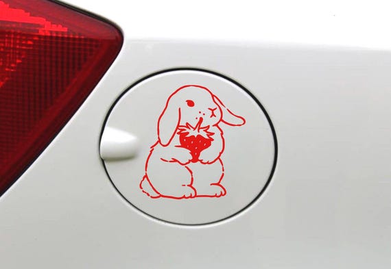 Strawberry Bunny Vinyl Car Decal- Bumper sticker, Car mirror decal, Rearview mirror decal, Laptop Decal