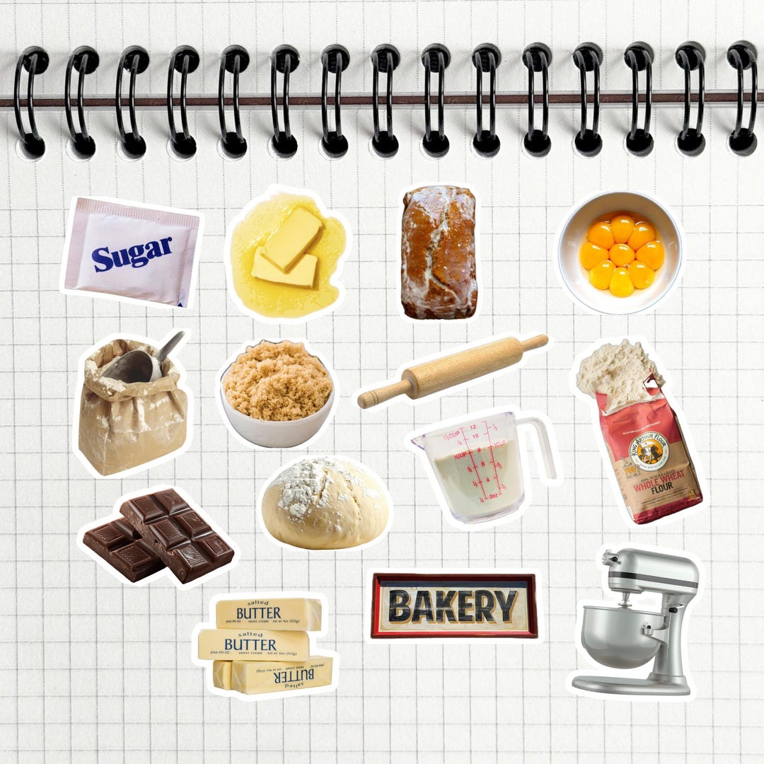 Sticker Motor Recipe Baking Sticker Pack - Recipe Card Stickers, Junk Journal Stickers ...