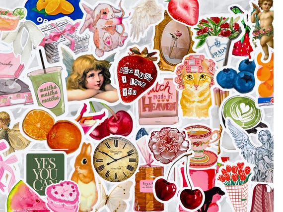 Mystery Sticker pack,- Pinterest aesthetic stickers, Waterproof stickers, Retro/vintage stickers, planner stickers, Scrapbook stickers