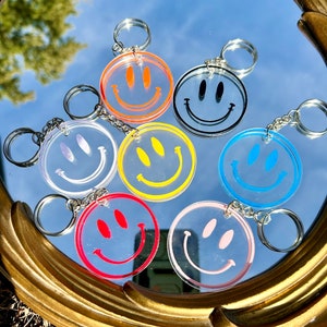 Otuuz 6 Pcs Preppy Smile Key Chain Acrylic Smile Face Keychain