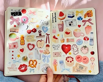 PNG Scrapbooking Sticker Sheet |random sticker pack,Sticker sheet,Retro stickers scrapbooking stickers, junk journal stickers,deco stickers