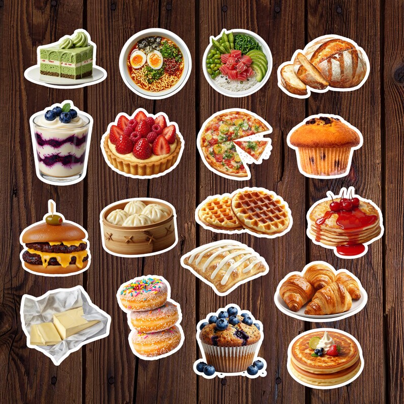 Food Sticker Pack- Mystery Food Stickers for Junk Journaling, Food ...