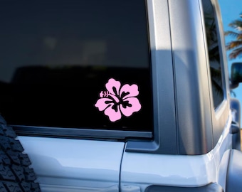 Hibiscus Flower Car Decal- Flower Vinyl Decal, Mirror Decal, Laptop Decal, Custom Vinyl