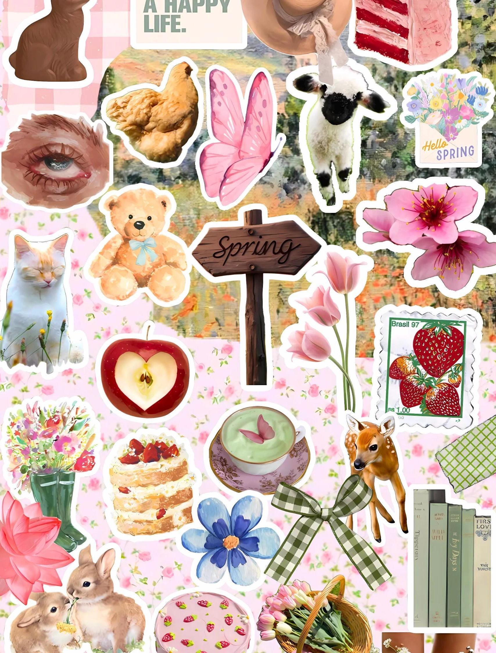 Spring Sticker Pack- Mystery Cottage Core Waterproof Stickers Fairy ...
