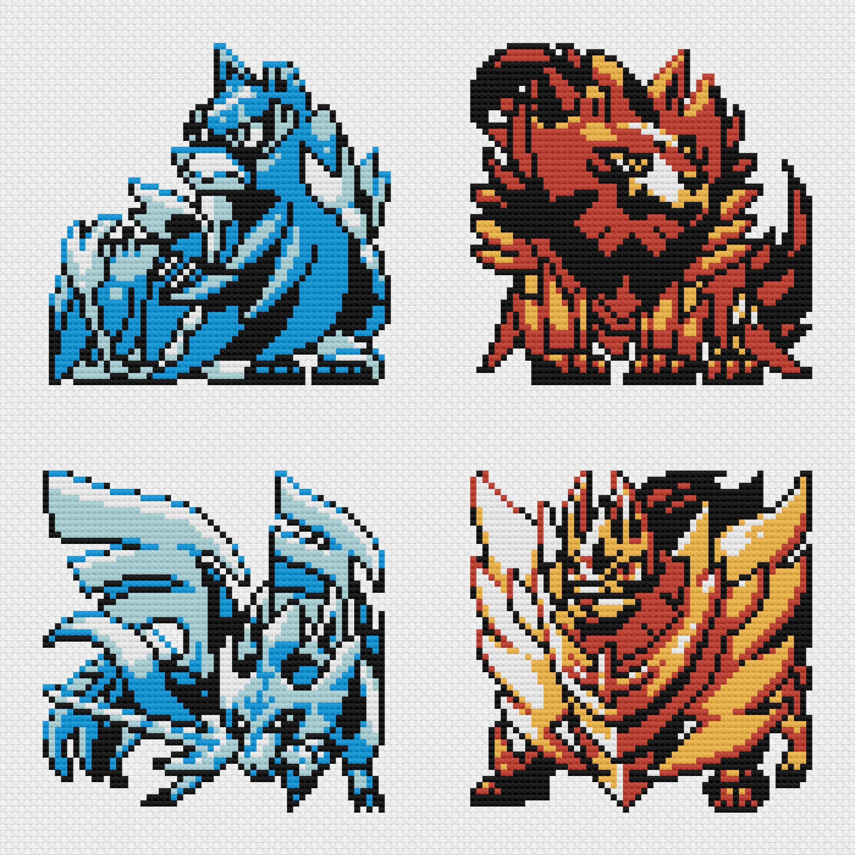 zaemon　50包 Zacian & Zamazenta Cross Stitch Patterns: Retro Game Sprites (PDF