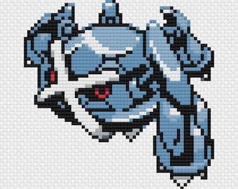Metagross Cross Stitch Pattern: Retro Game Sprite (PDF Download)