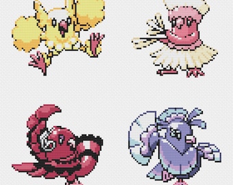 Oricorio Cross Stitch Patterns: Retro Game Sprites (PDF Download)