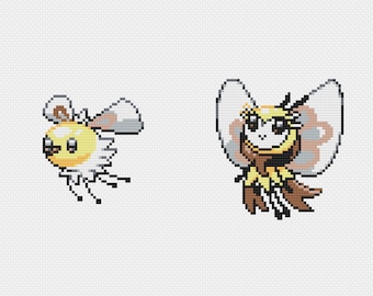 Cutiefly & Ribombee Cross Stitch Patterns: Retro Game Sprites (PDF Download)