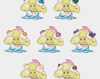 Patrones de punto de cruz de Alcremie: Sprites de juegos retro (Descarga PDF)