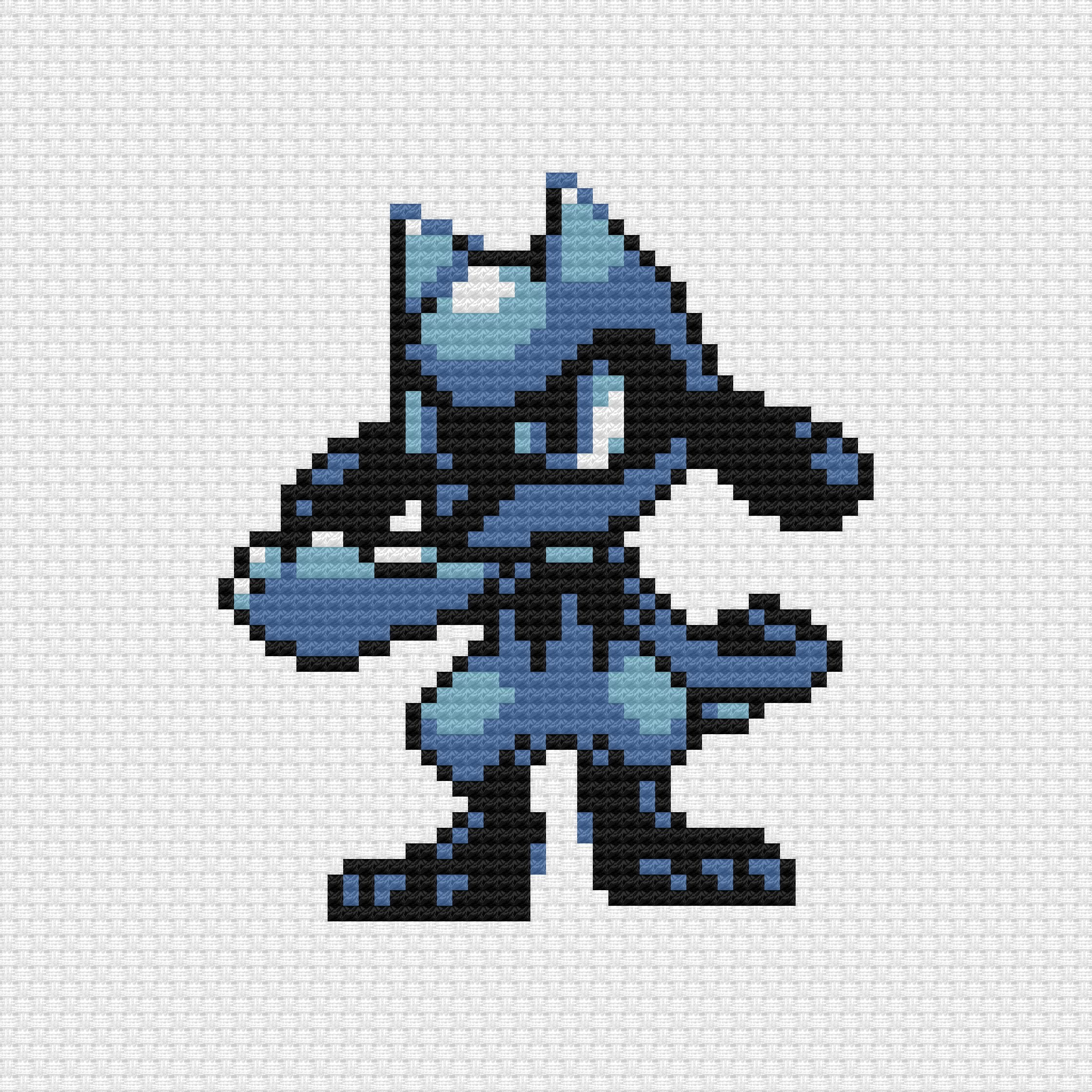 Riolu Cross Stitch Pattern PDF Instant Download Retro Sprite