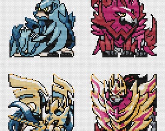 Zacian & Zamazenta Cross Stitch Patterns: Retro Game Sprites (PDF