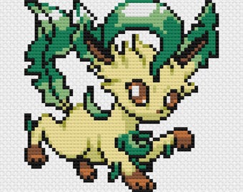 Leafeon Cross Stitch Pattern: Retro Game Sprite (PDF Download)