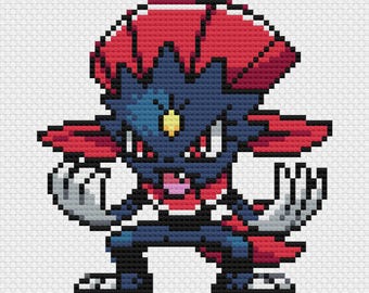 Weavile Kreuzstichmuster: Retro Spiel Sprite (PDF Download)