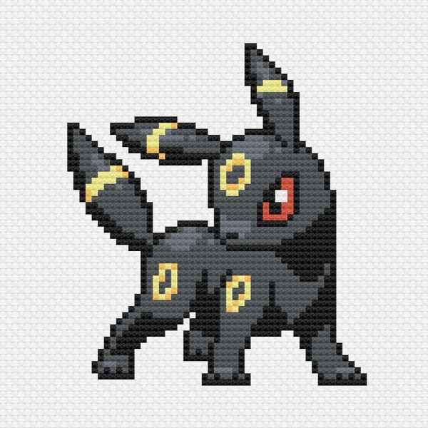 Umbreon Cross Stitch Pattern PDF Instant Download Retro  Sprite Switch Game Handheld Pixel Art Beginner Friendly Gaming Nostalgia Halloween