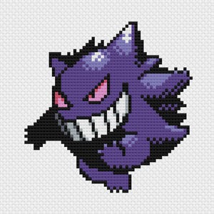 Gengar Cross Stitch Pattern: Retro Game Sprite (PDF Download)