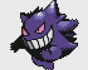 Gengar Cross Stitch Pattern: Retro Game Sprite (PDF Download)