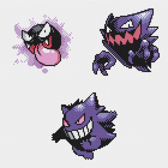 Gengar Cross Stitch Pattern PDF Instant Download Retro Sprite