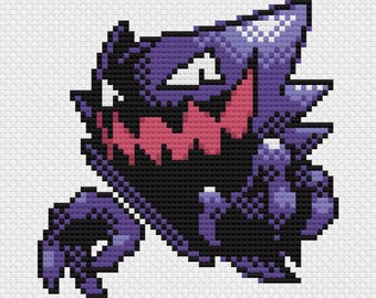 Haunter Cross Stitch Pattern: Retro Game Sprite (PDF Download)