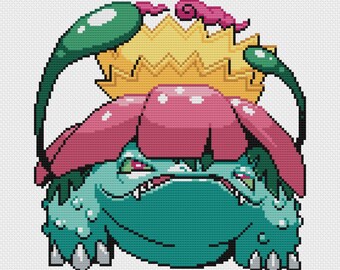 Gigantamax Venusaur Korsstygnsmönster: Retro Game Sprite (PDF-nedladdning)