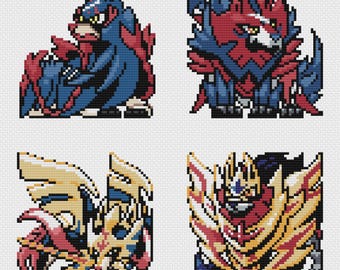 Zacian & Zamazenta Cross Stitch Patterns: Retro Game Sprites (PDF