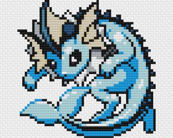 Vaporeon Cross Stitch Pattern: Retro Game Sprite (PDF Download)