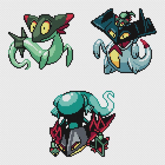 Dreepy, Drakloak & Dragapult Cross Stitch Patterns: Retro Game