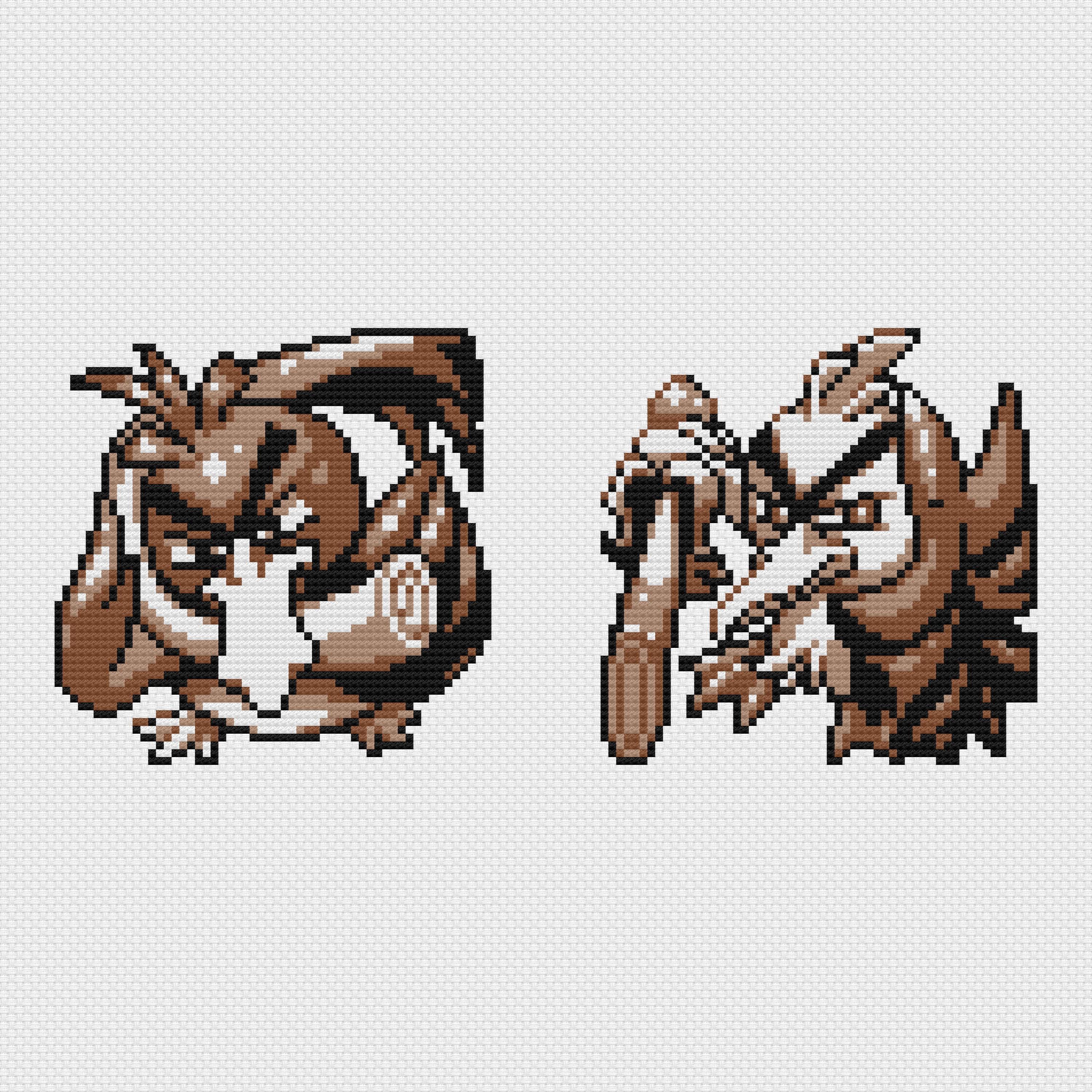 Galarian Farfetch'd & Sirfetch'd Cross Stitch Patterns: Retro Game