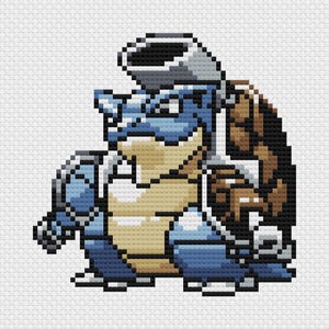 Mega Blastoise Cross Stitch Pattern: Retro Game Sprite (PDF Download)