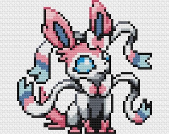 Sylveon Cross Stitch Pattern: Retro Game Sprite (PDF Download)