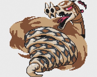 Gigantamax Sandaconda Cross Stitch Pattern: Retro Game Sprite (PDF