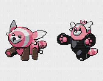 Stufful & Bewear Cross Stitch Patterns: Retro Game Sprites (PDF Download)