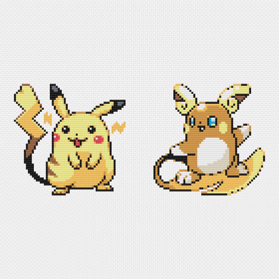 Pokemon Red and Pikachu Pixel Cross Stitch Pattern Download 