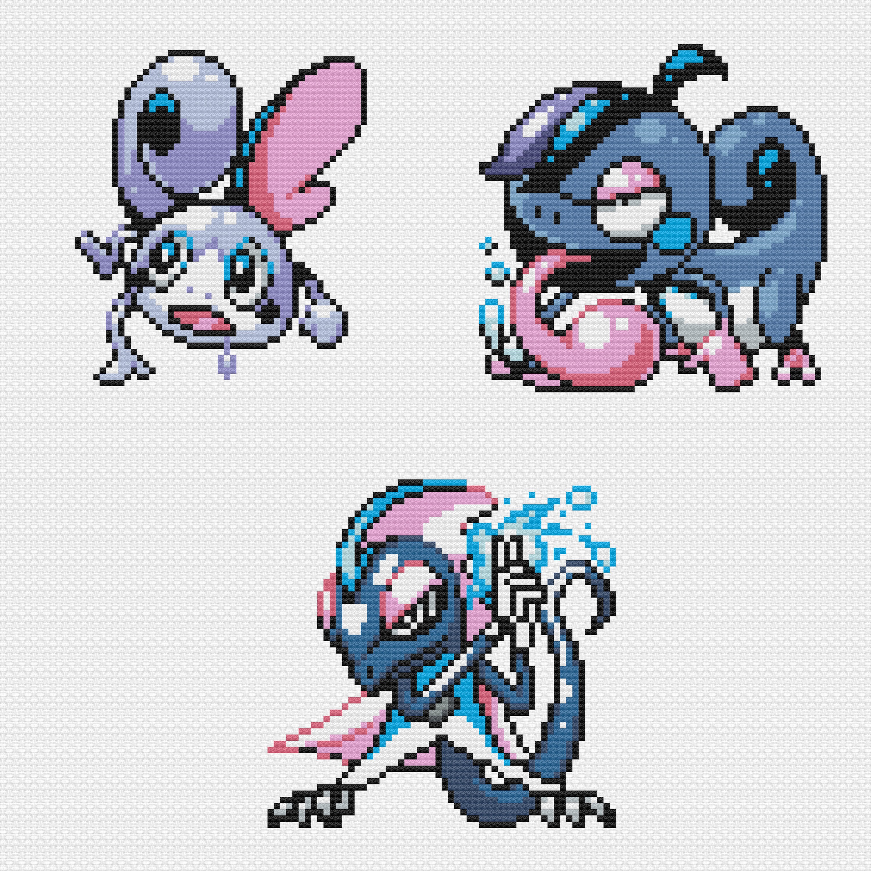 Sobble, Drizzile & Inteleon Cross Stitch Patterns: Retro Game