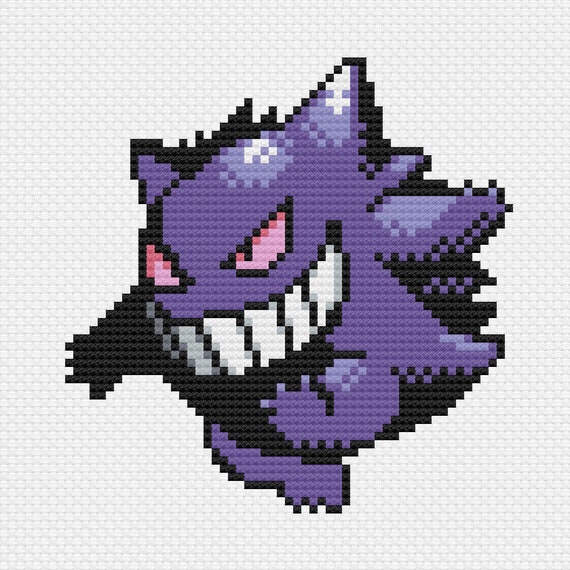 Gengar Cross Stitch Pattern PDF Instant Download Retro Sprite - Portugal