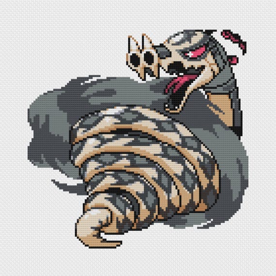 Gigantamax Sandaconda Cross Stitch Pattern: Retro Game Sprite (PDF