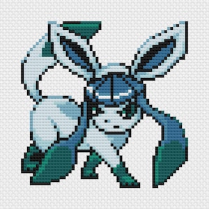Glaceon Cross Stitch Pattern: Retro Game Sprite (PDF Download)