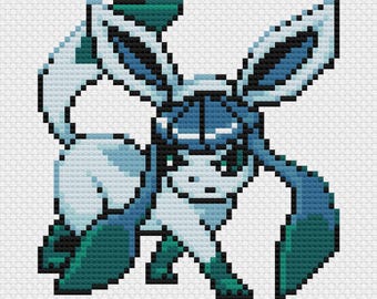 Modèle de point de croix Glaceon : lutin de jeu rétro (téléchargement PDF)